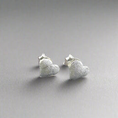 Frosted Heart Studs - Doyle Design Dublin