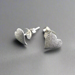 Frosted Heart Studs - Doyle Design Dublin