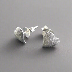 Frosted Heart Studs - Doyle Design Dublin