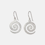 Scratched Finish Spiral Drop Earrings-Silver - Doyle Design Dublin