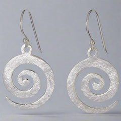 Scratched Finish Spiral Drop Earrings-Silver - Doyle Design Dublin