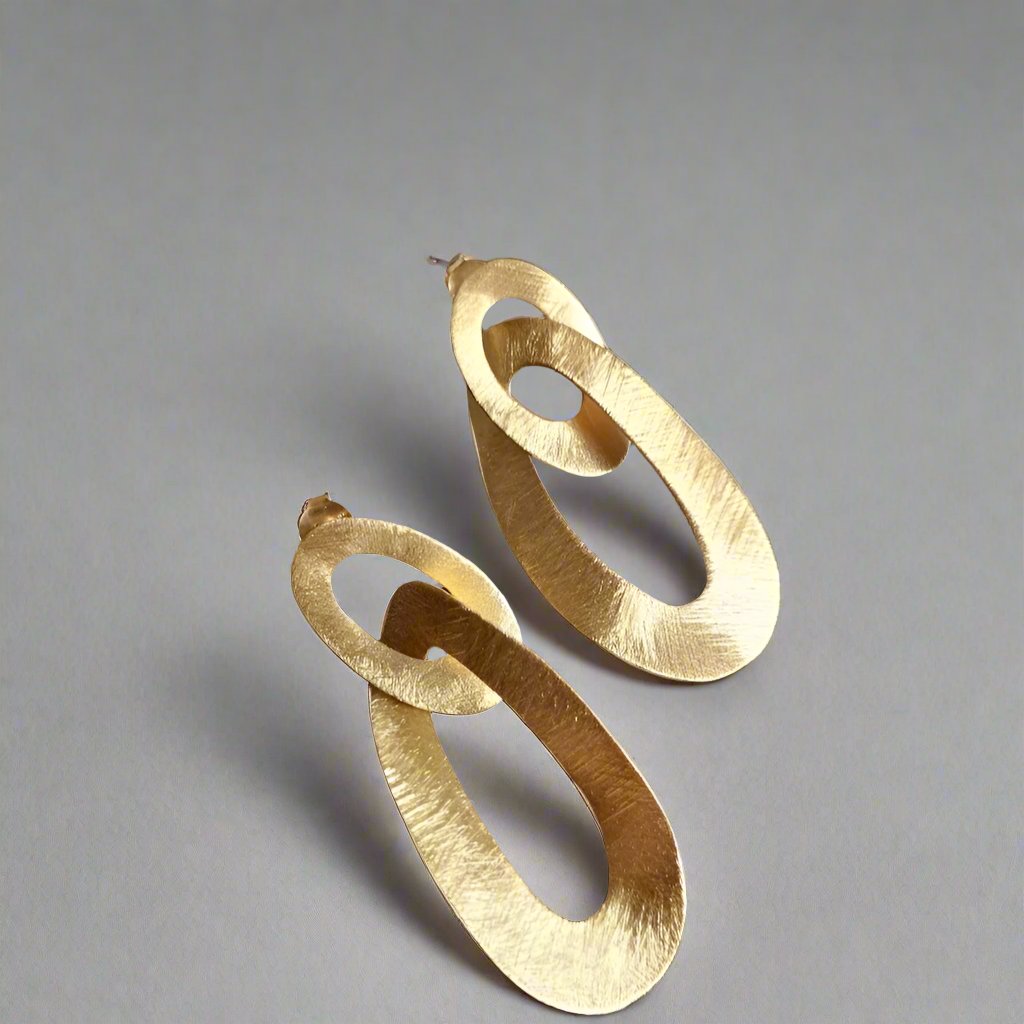 Double Links Drop X lg 50mm Earrings Gold Vermeil - Doyle Design Dublin