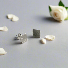 Frosted Squares - Stud Earrings - Doyle Design Dublin