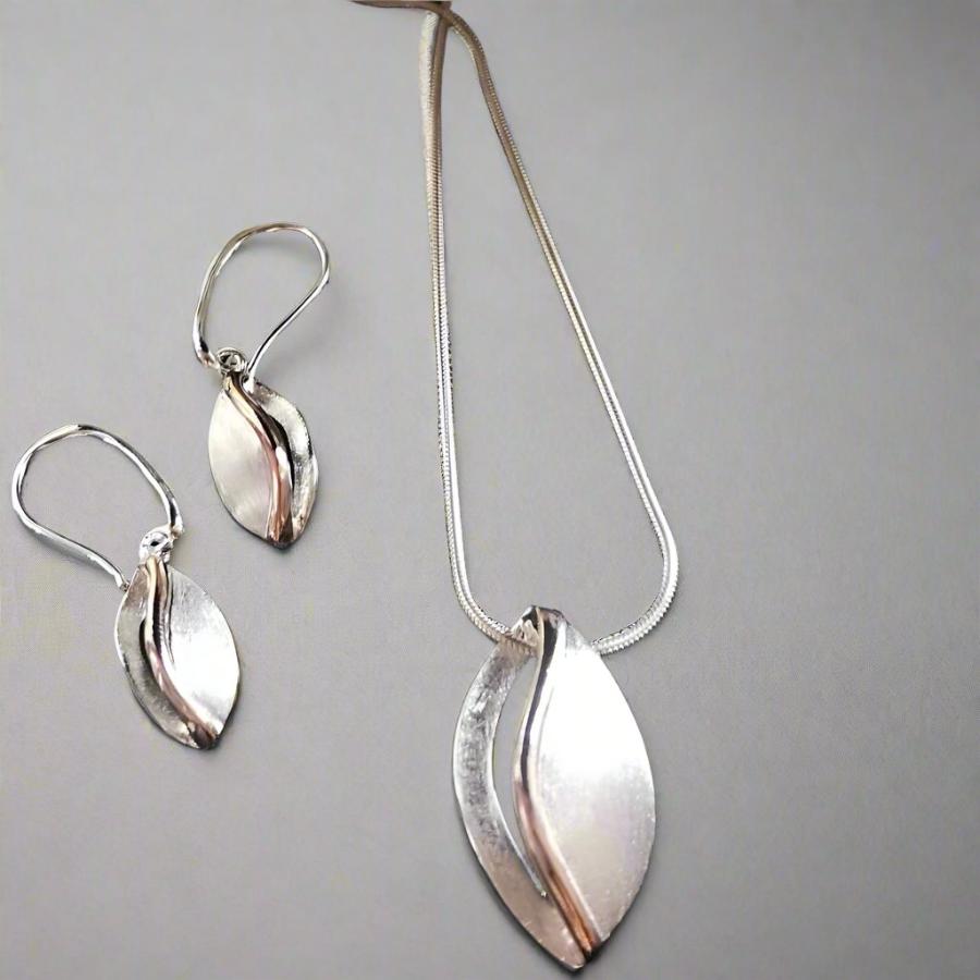 Almond Earrings- Two tone with Rose Gold Vermeil - Doyle Design Dublin