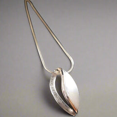 Almond Pendant  - Two tone Silver & Rose Gold Vermeil - Doyle Design Dublin