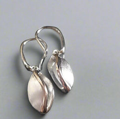 Almond Earrings- Two tone with Rose Gold Vermeil - Doyle Design Dublin