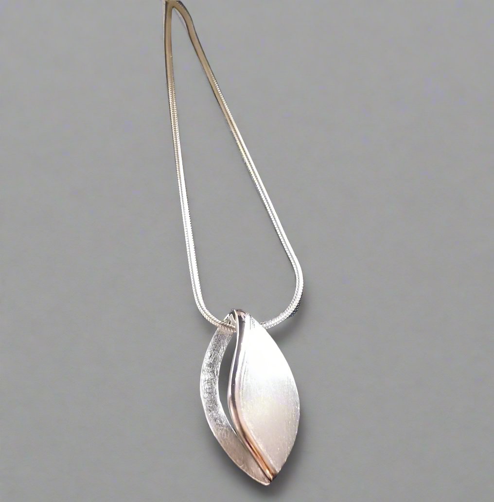 Almond Pendant  - Two tone Silver & Rose Gold Vermeil - Doyle Design Dublin