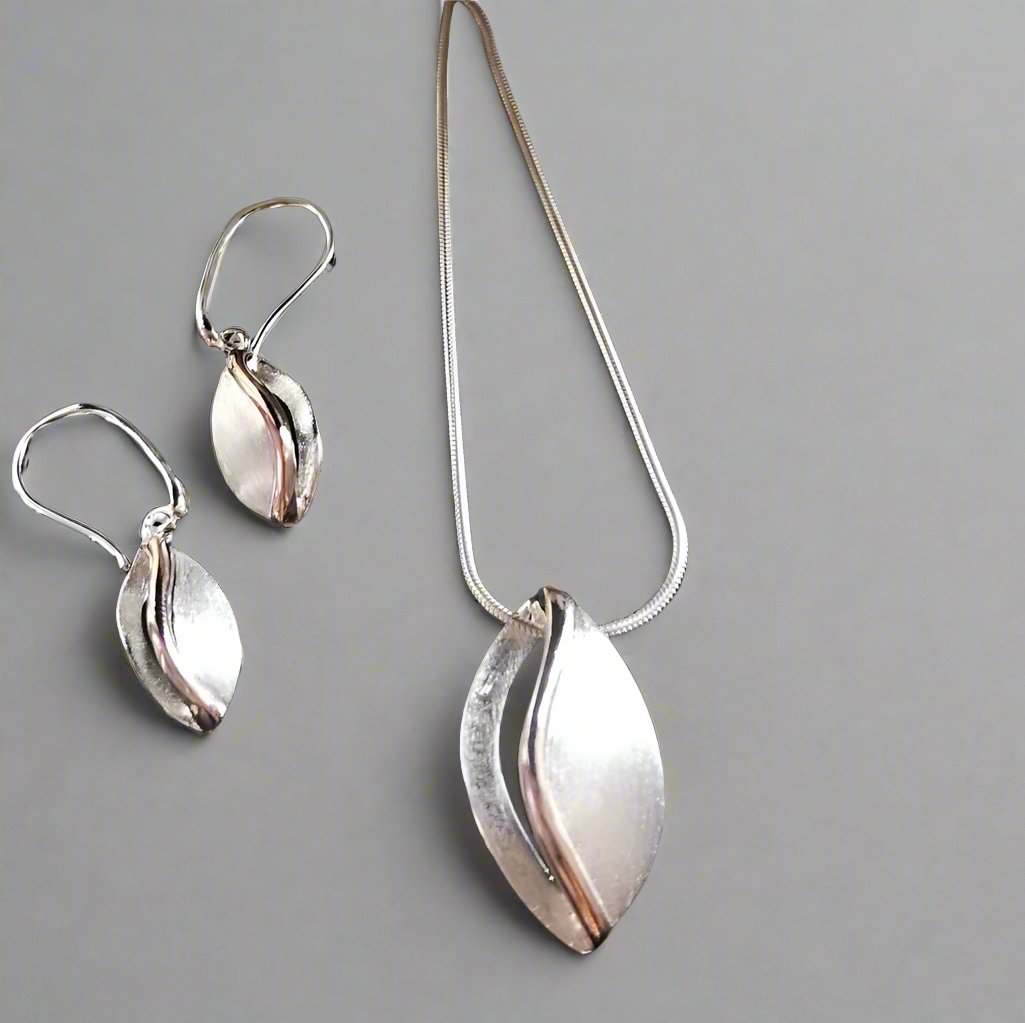 Almond Pendant  - Two tone Silver & Rose Gold Vermeil - Doyle Design Dublin