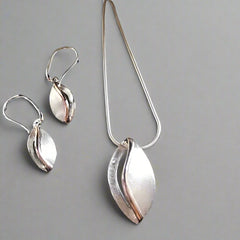 Almond Pendant  - Two tone Silver & Rose Gold Vermeil - Doyle Design Dublin