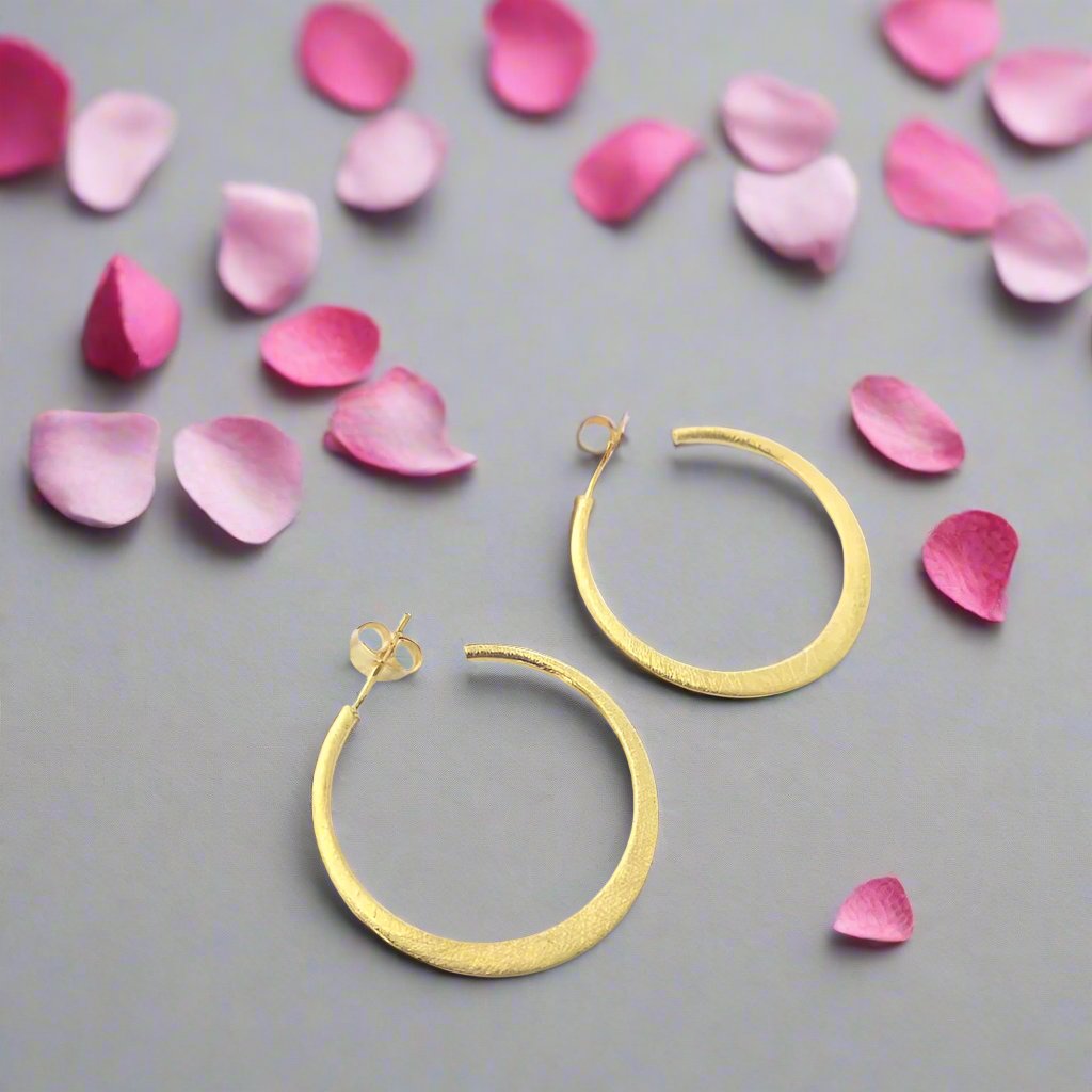 Knife Edge Golden Hoops - Doyle Design Dublin