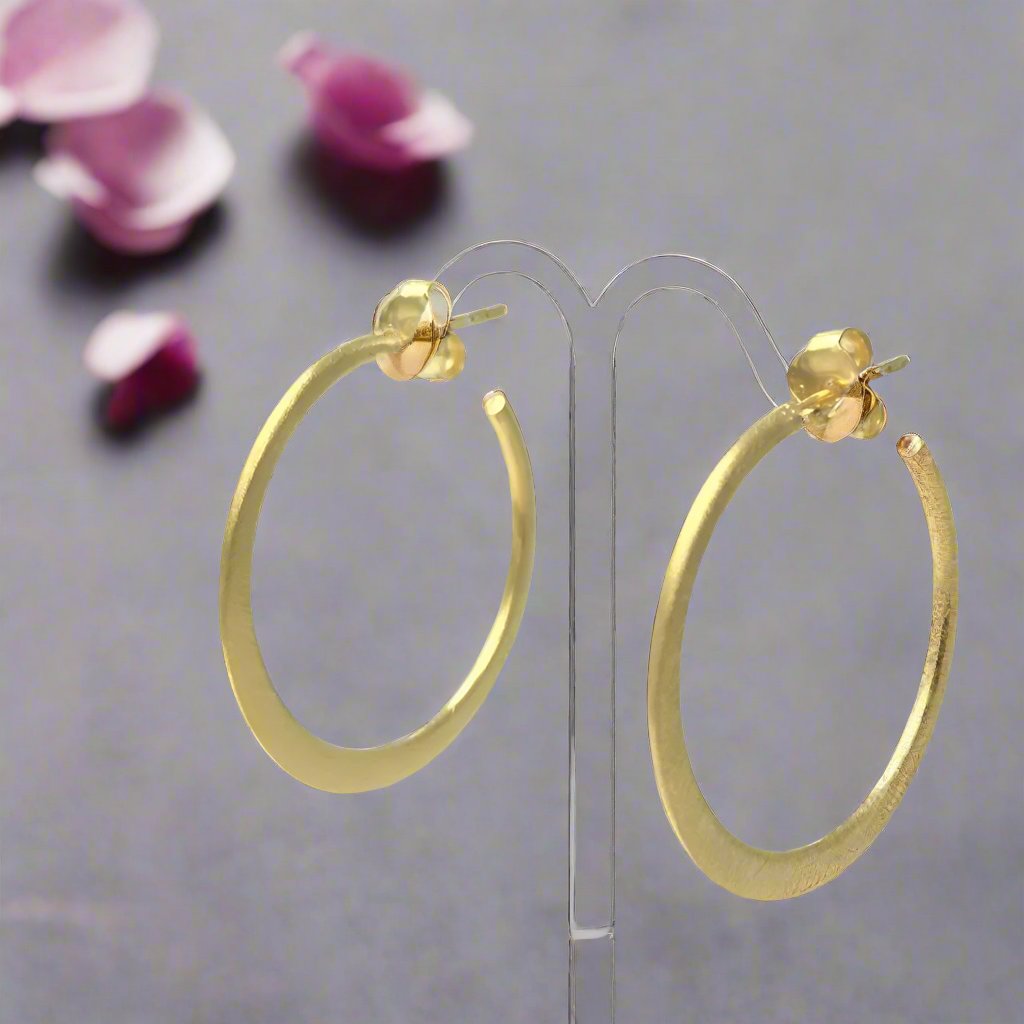 Knife Edge Golden Hoops - Doyle Design Dublin