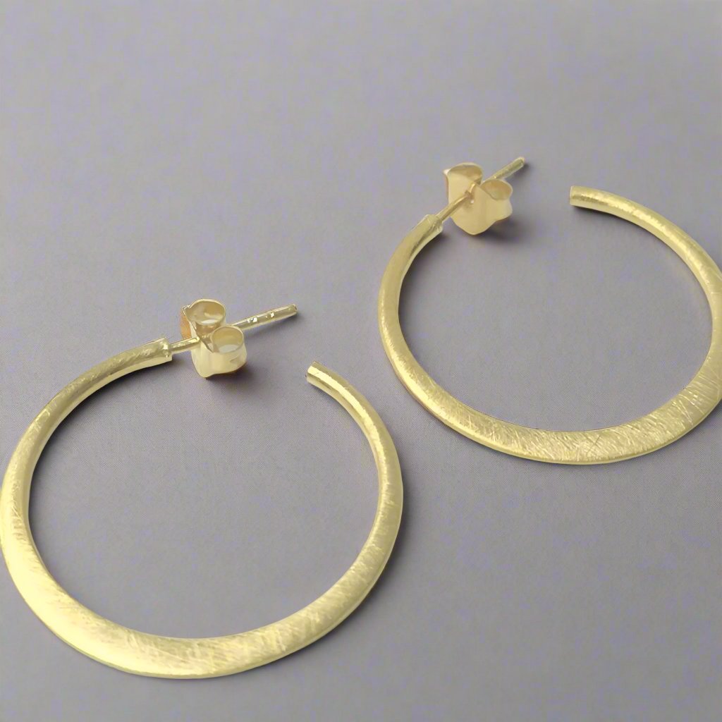 Knife Edge Golden Hoops - Doyle Design Dublin