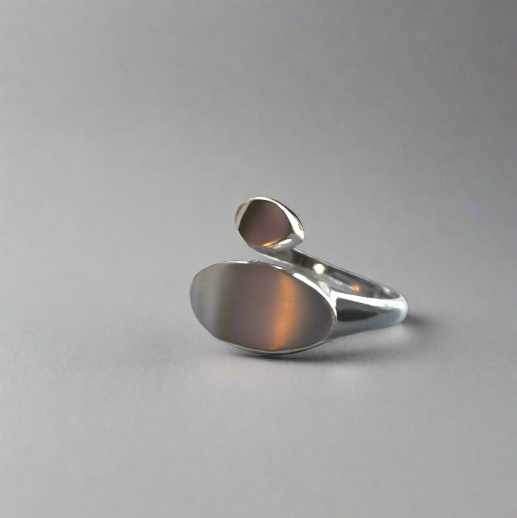 Navette Cross Over Ring in Silver - Doyle Design Dublin