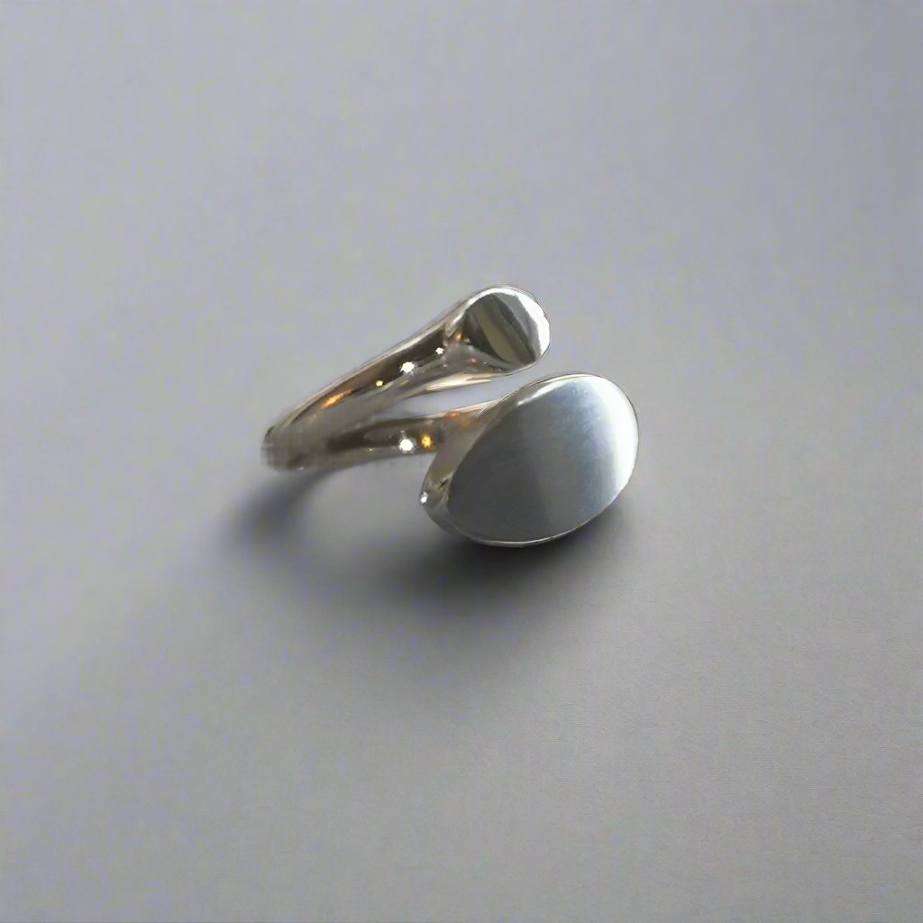 Navette Cross Over Ring in Silver - Doyle Design Dublin