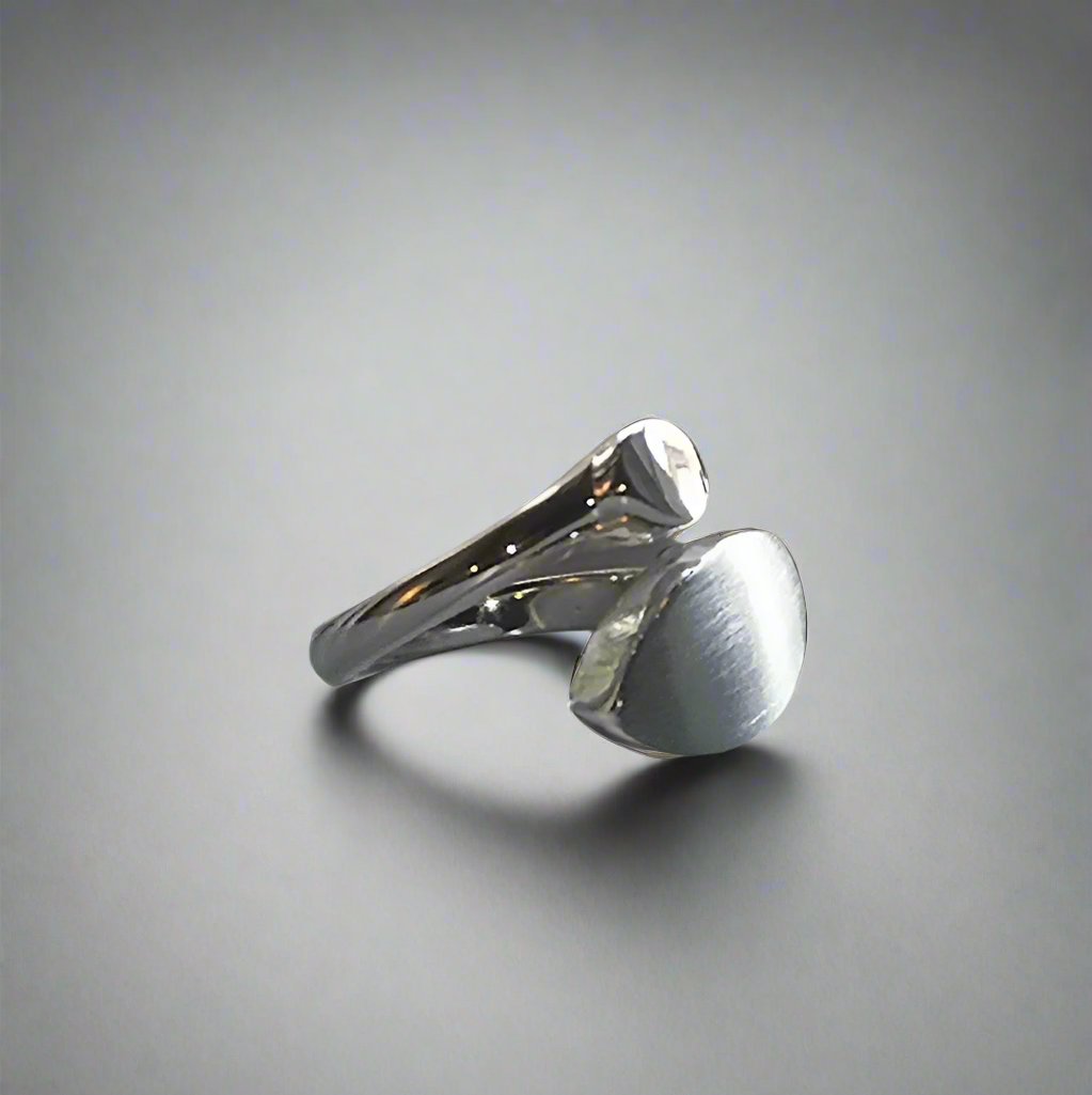 Navette Cross Over Ring in Silver - Doyle Design Dublin