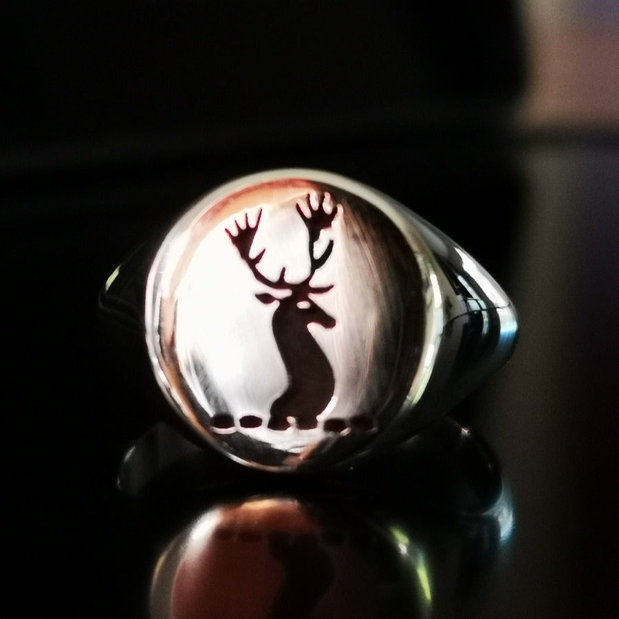 signet ring with DOyle Crest Oxidised