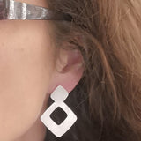 Squared Earrings on the lobe - Doyle Design Dublin