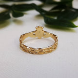 Celtic Knotwork on Claddagh ring in gold - Doyle Design Dublin