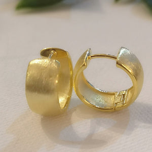 brushed golden huggie earrings - doyle design dublin