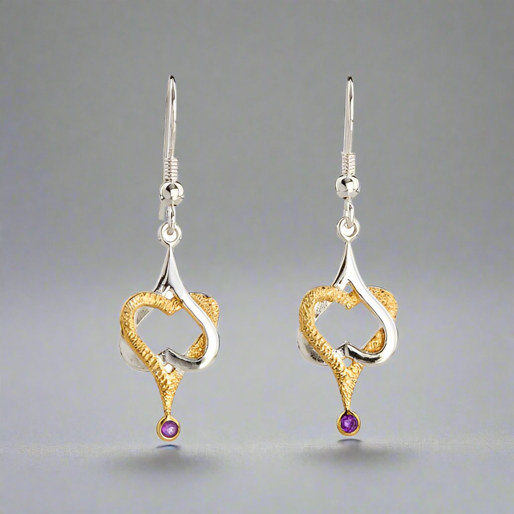 Mo Chroí Hearts Earrings (two tone) - Doyle Design Dublin