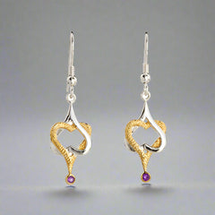 Mo Chroí Hearts Earrings (two tone) - Doyle Design Dublin
