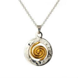 Spiral of Life Circle Pendant (Gold Vermeil Spiral) Large - Doyle Design Dublin