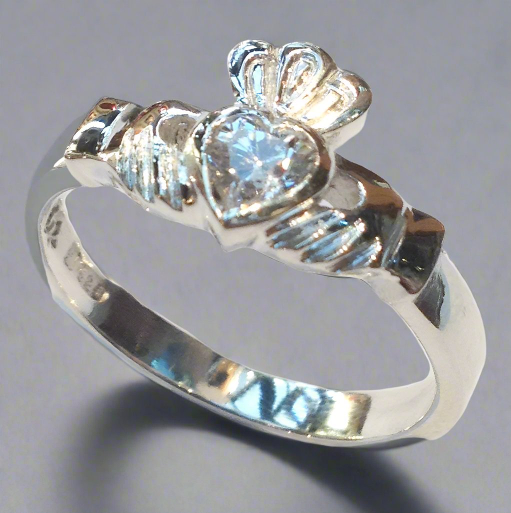 Claddagh Ring with Gemstone Heart - Doyle Design Dublin