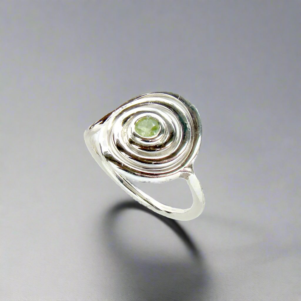 Spiral Swirl Ring with Peridot - Doyle Design Dublin