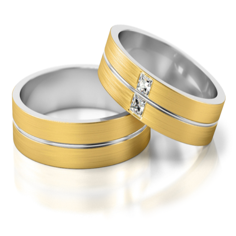 Two Tone Princess Cut Diamond Wedding Ring - Doyle Design Dublin