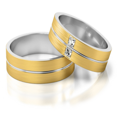 Two Tone Princess Cut Diamond Wedding Ring - Doyle Design Dublin